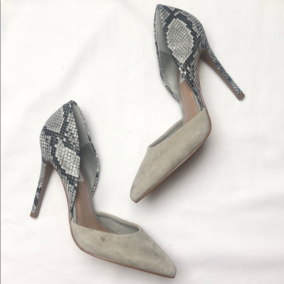 Grey suede/snake print heel - Picture 1 of 4